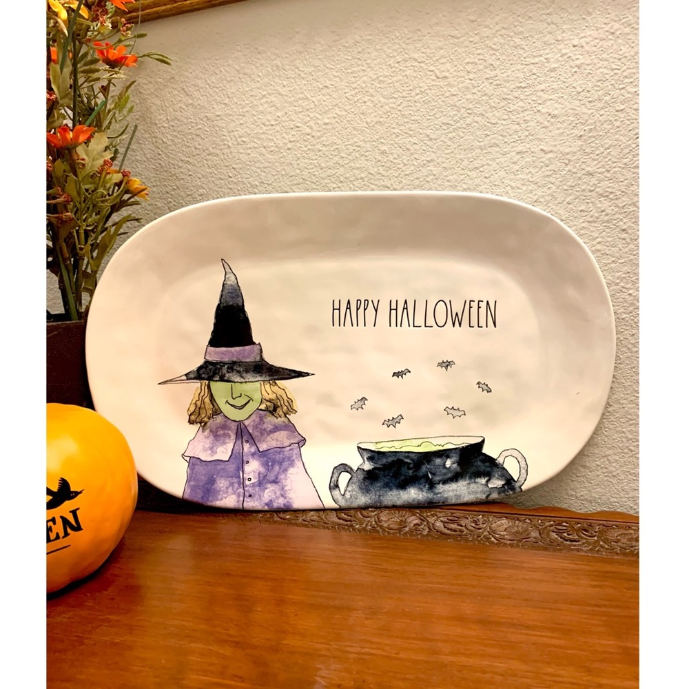 🧙‍♀️ RAE DUNN HALLOWEEN WICKED WITCH & CAULDRON LARGE CERAMIC PLATTER DECOR
